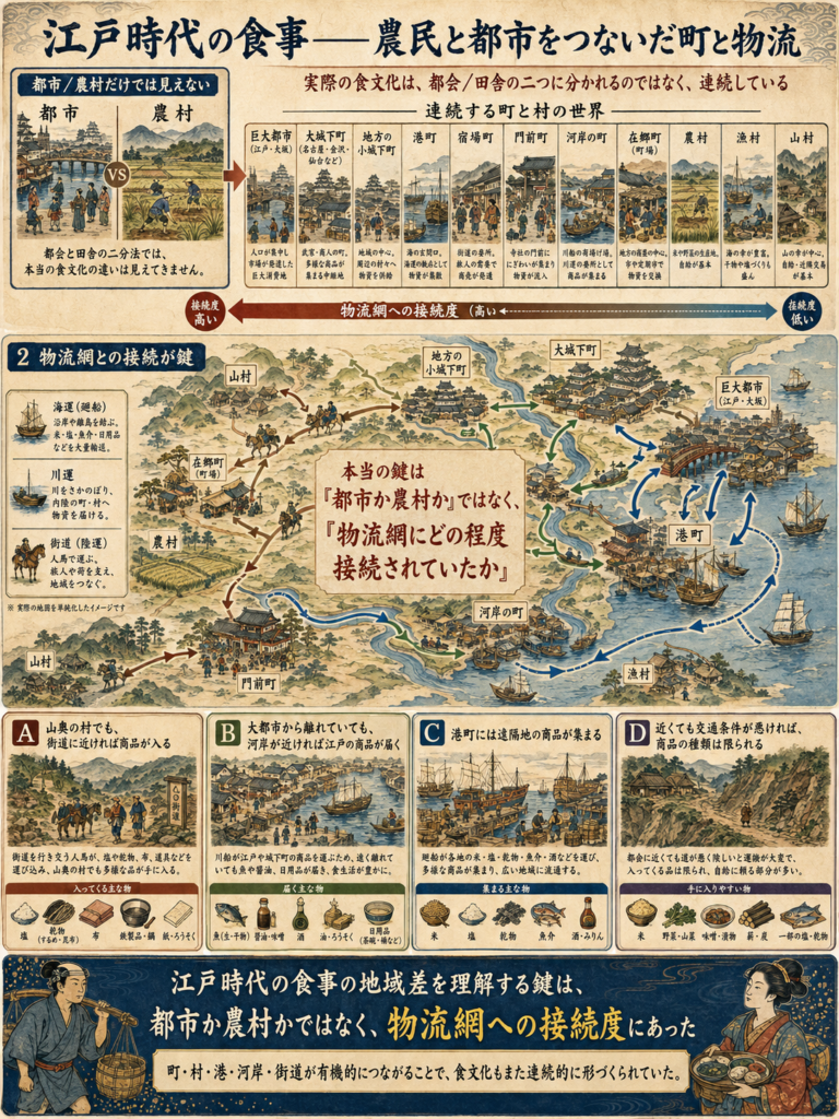 江戸時代の食事――農民と都市をつないだ町と物流の図